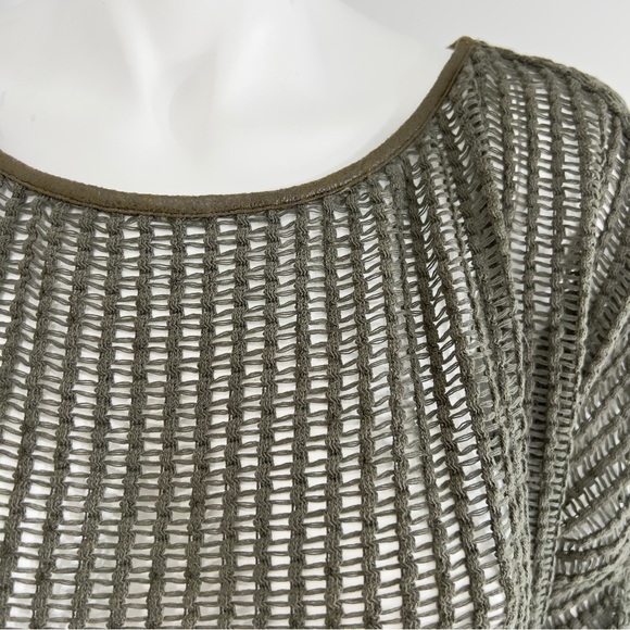 SW3 Bespoke Short Sleeve Oversize Fishnet Tunic Top Cover Up Dark Green size S - Picture 2 of 15